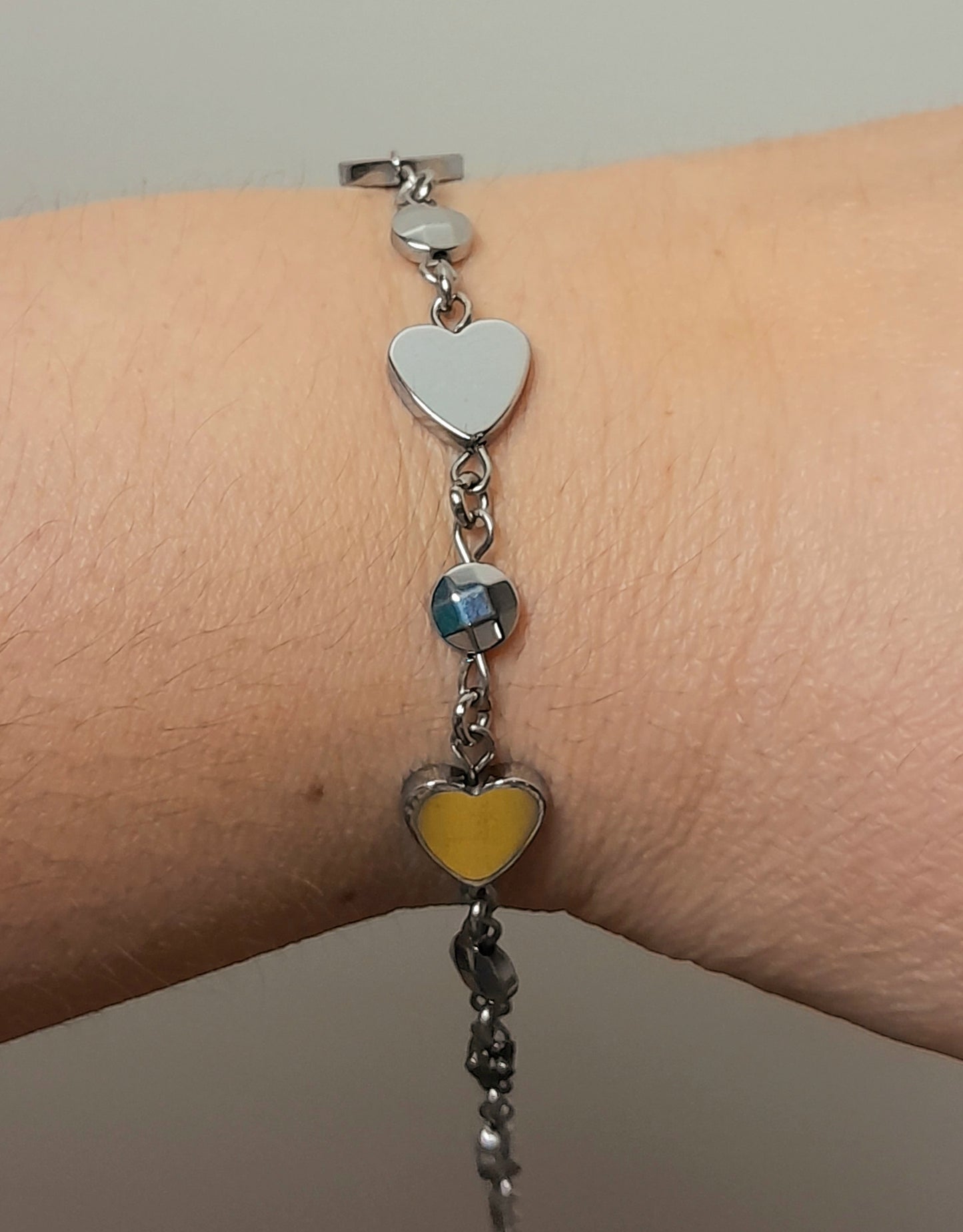 Ensemble bracelet coeurs Hématites