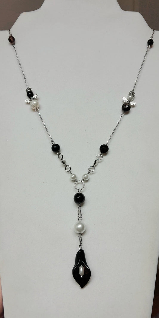 Collier Lys en agate noire