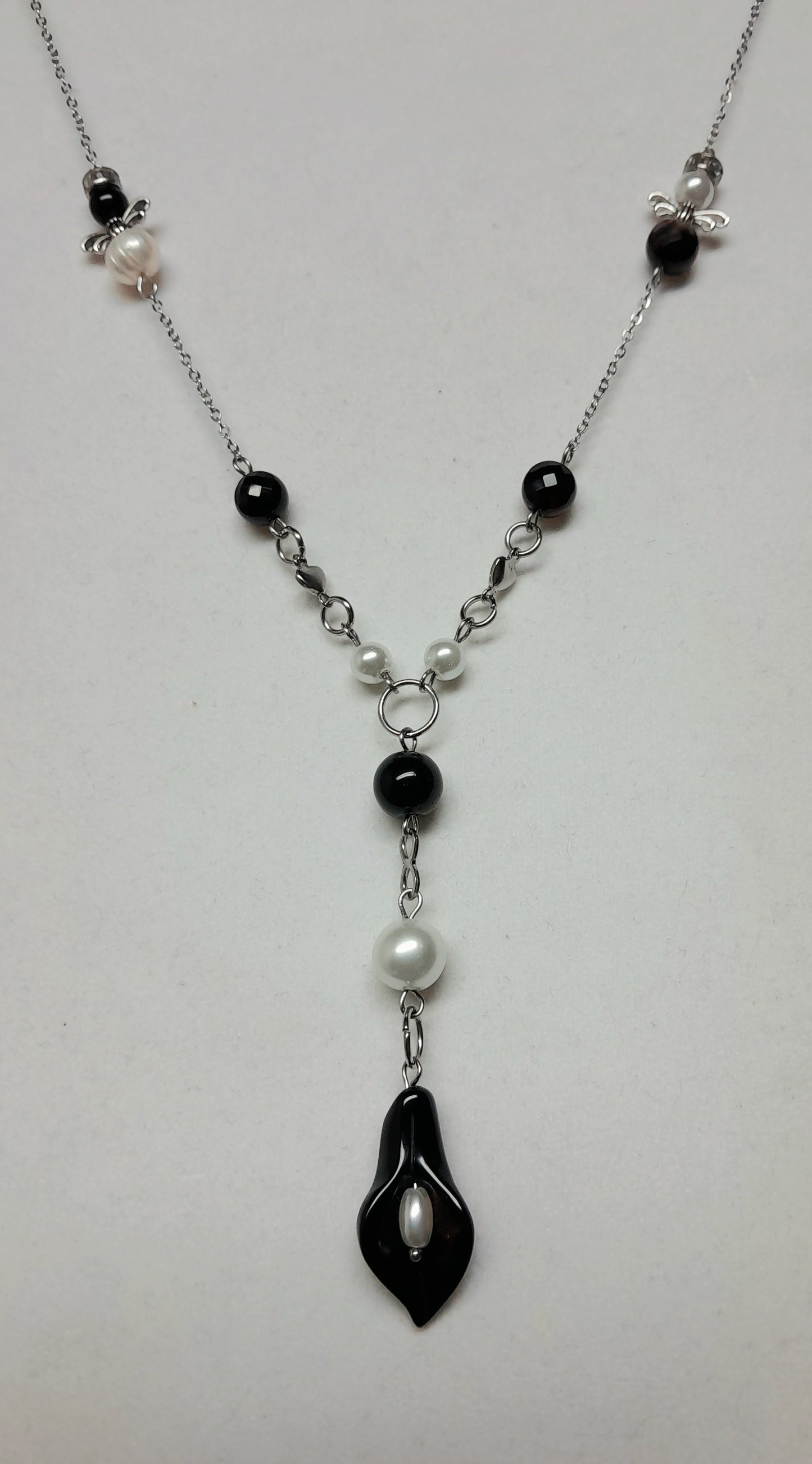 Collier Lys en agate noire