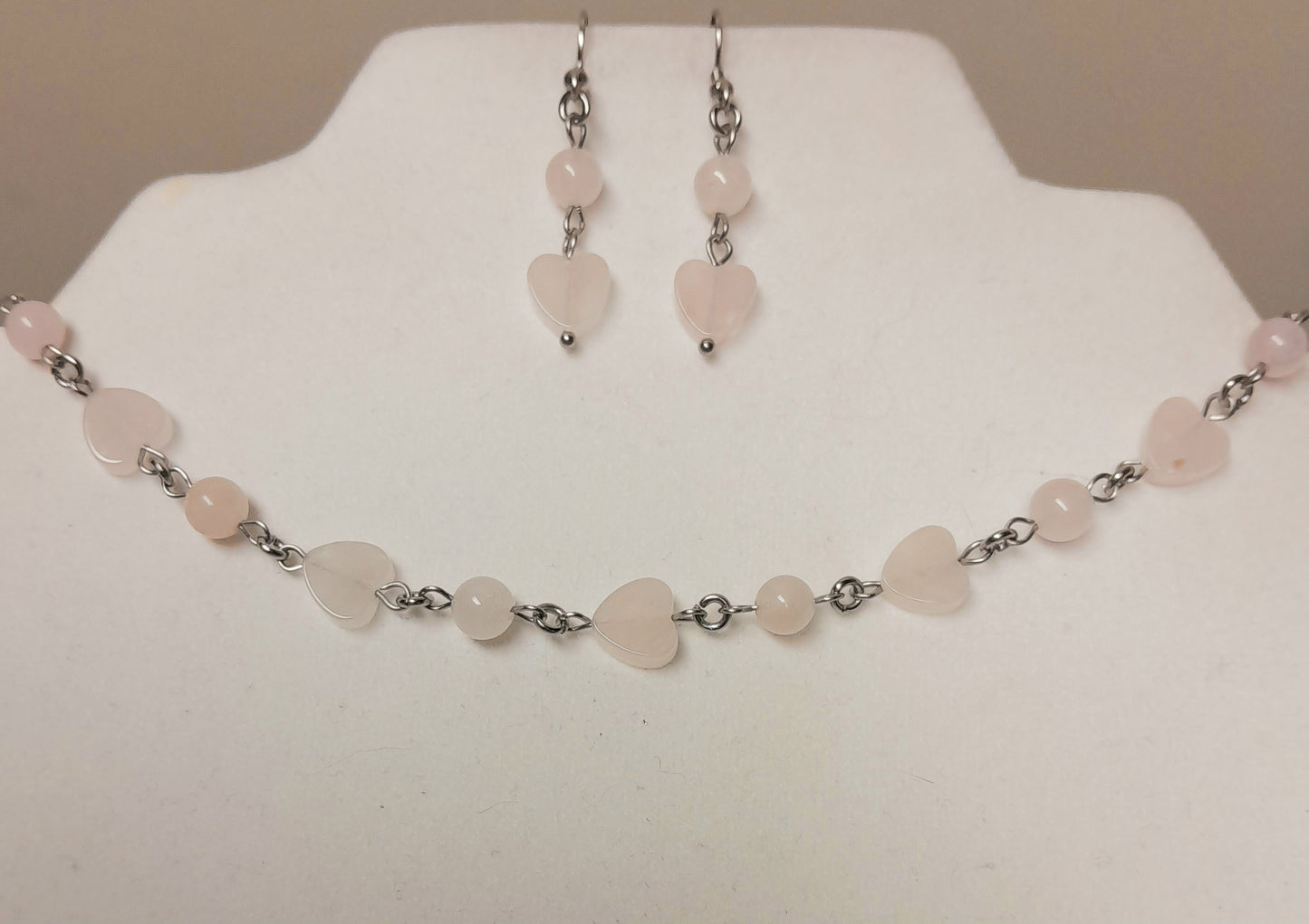 Ensemble coeurs Quartz rose
