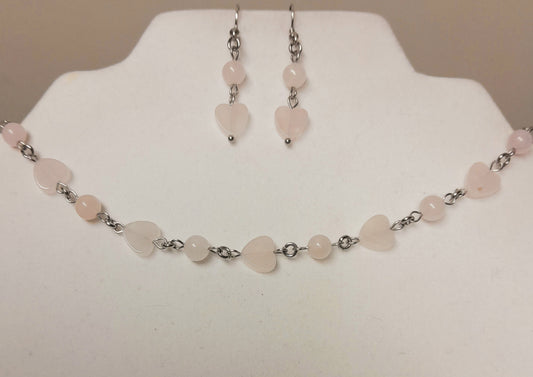 Ensemble coeurs Quartz rose