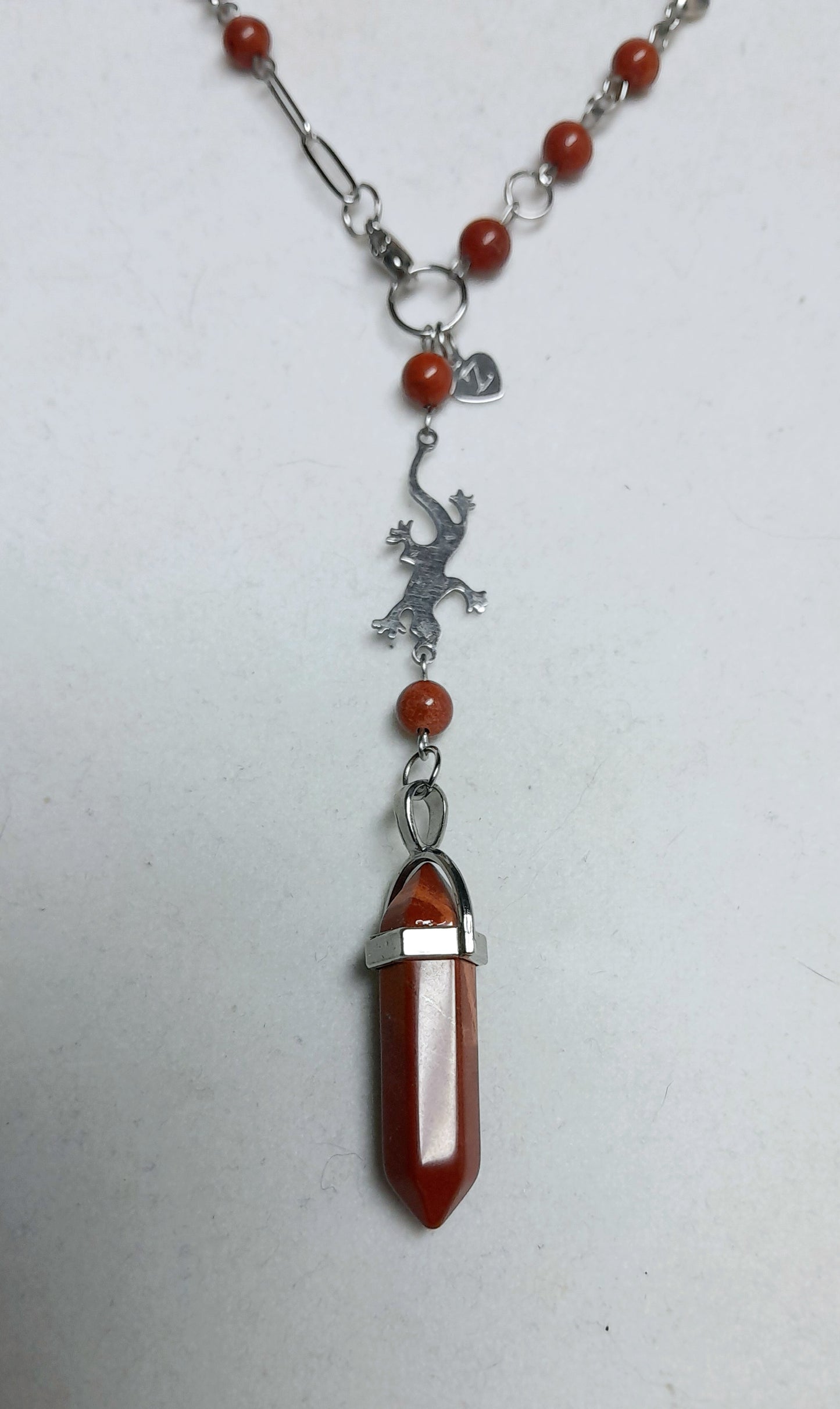 Ensemble pendule Jaspe rouge