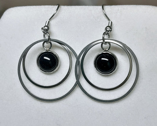 Boucles d'oreilles Goldstones noires