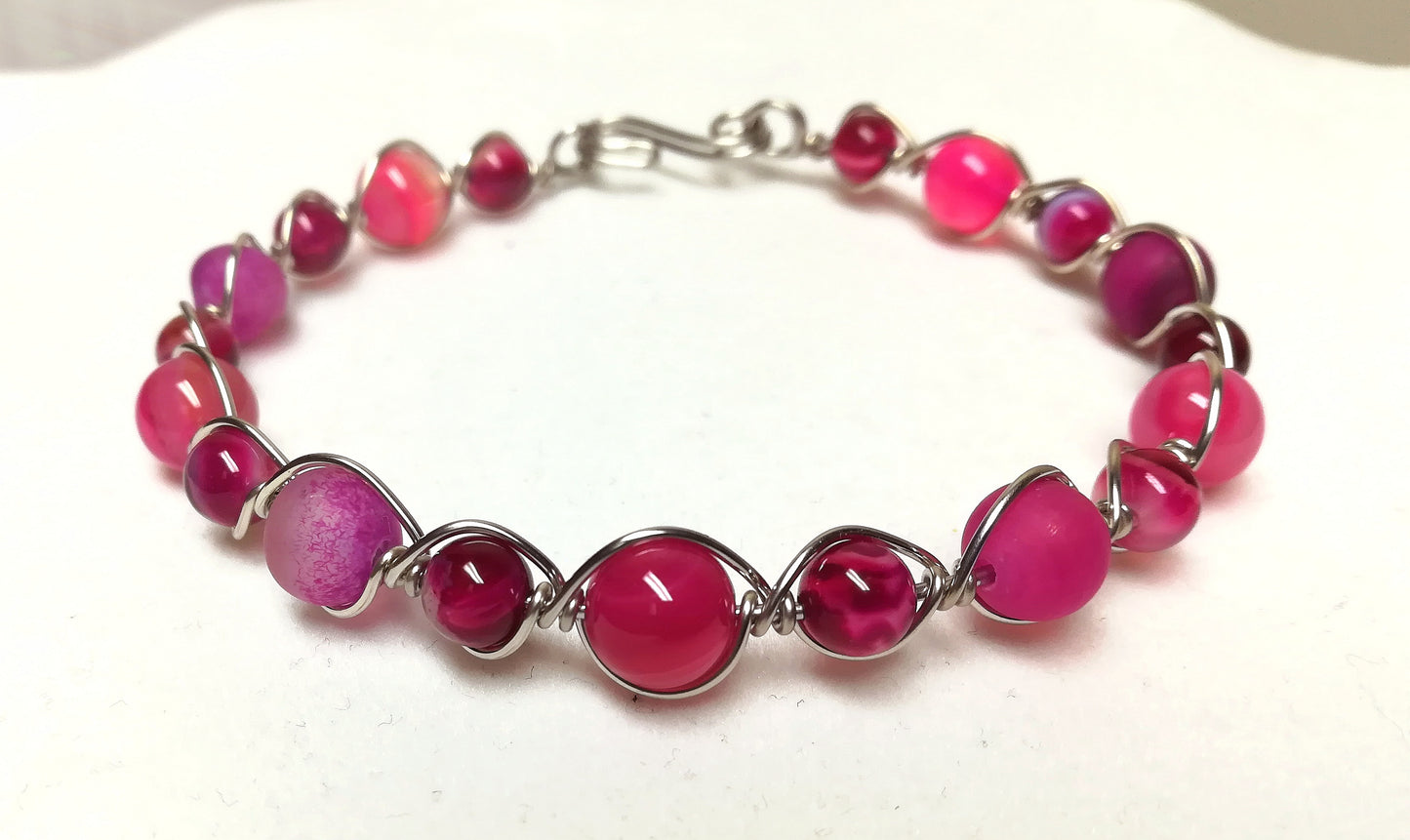 Ensemble torsadé agates fushia