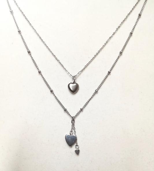 Collier double "petits coeurs"